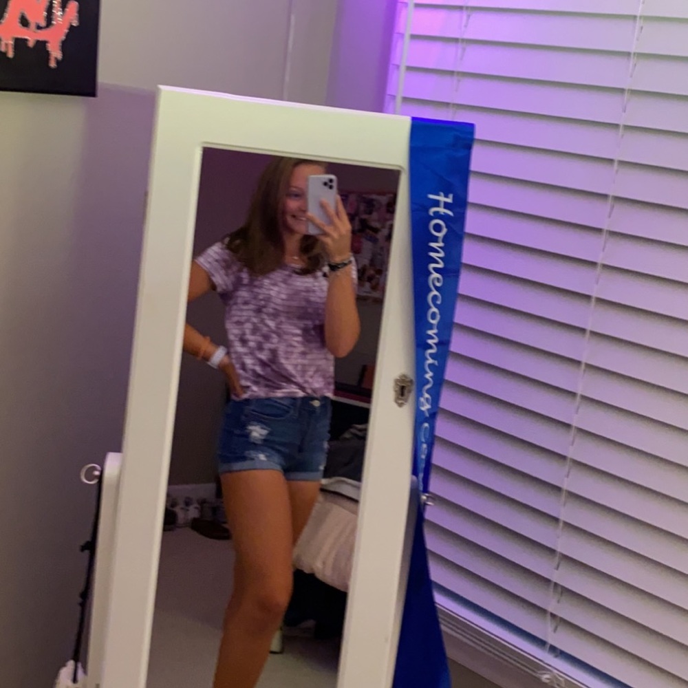 AEO Soft and Sexy tie dye stripe pink shirt